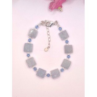 Pure Aquamarine Tiles & Swarovski Crystal Bracelet
